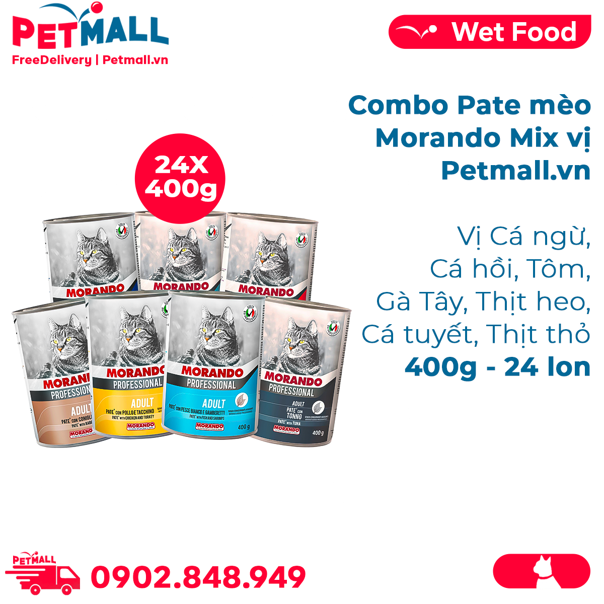Combo pate mèo morando 400g - 24 lon petmall