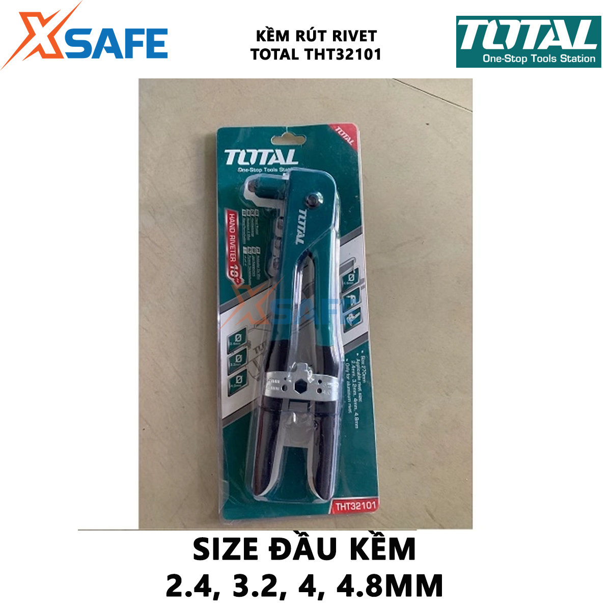 Kềm rút rivet TOTAL THT32101 kìm rút rivet Chiều dài 260mm(10" ) chịu nhiệt, chịu lực mạ lớp chống rỉ sét, chống rỉ khóa các vật liệu, bấm đinh ghim
