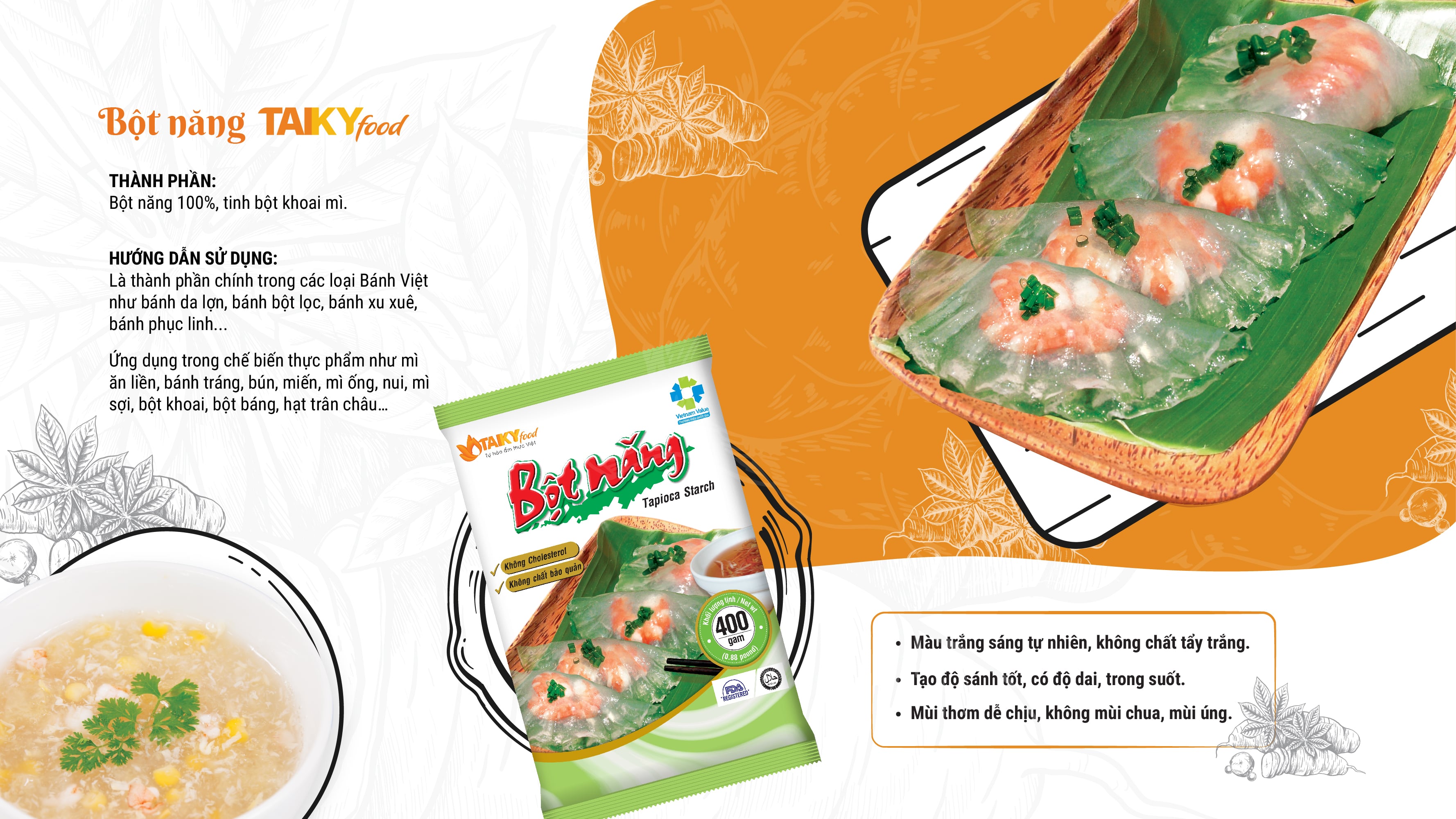 Bột năng Tài Ký gói 400g - 1kg