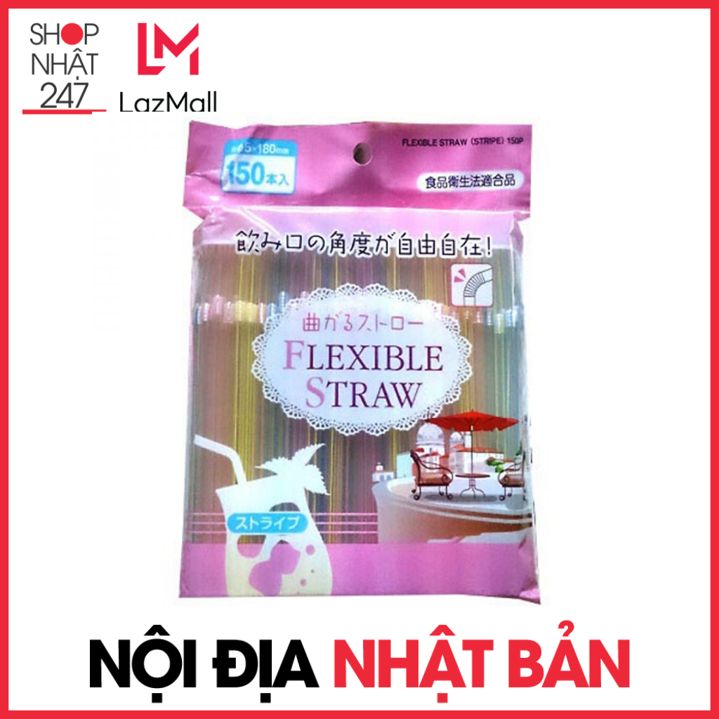 Set 150 chiếc ống hút Flexible Straw nội địa Nhật Bản