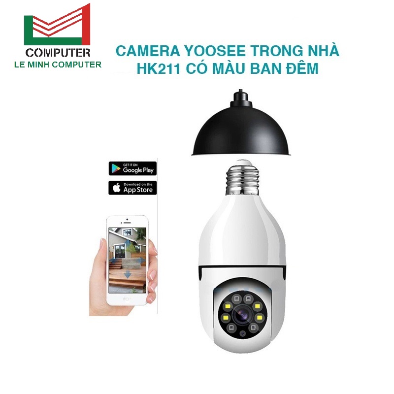 Camera xoay 360 trong nhà camera ip wifi yoosee hk211 tích hợp chuôi bóng đèn