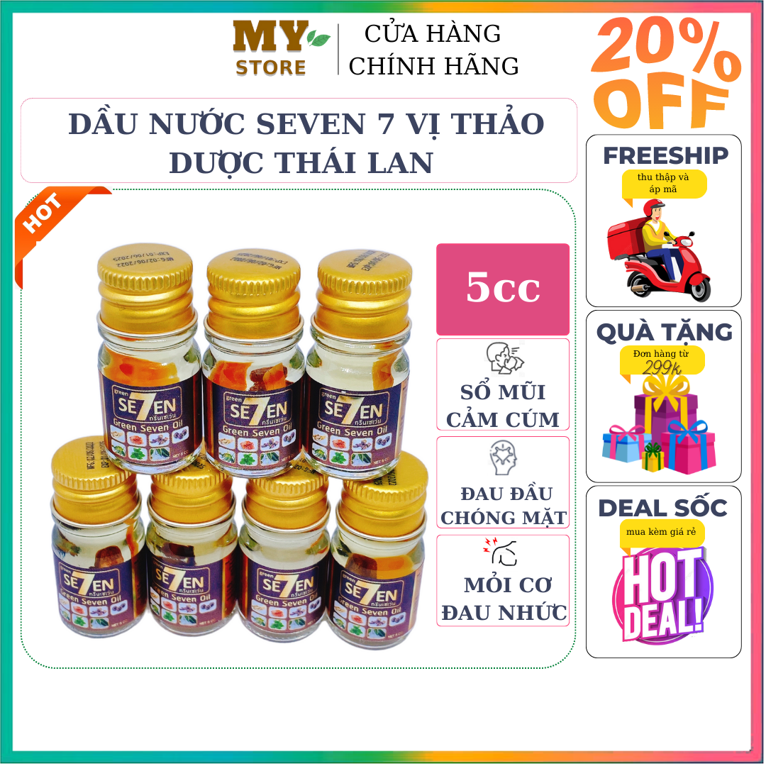 (Chính Hãng) Dầu Nước Seven 7 Vị Thảo Dược Thái Lan 5cc