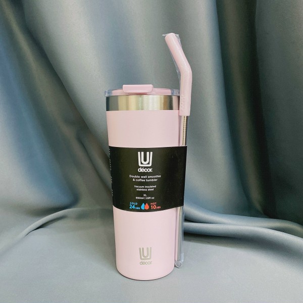 ( Tặng kèm ống hút) Bình Ly giữ nhiệt Decor smoothie Tumber 650ml hàng úc