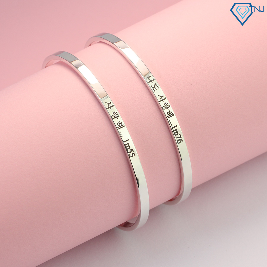Vòng tay cặp đôi bạc dạng kiềng khắc tên LTD0013 - Trang Sức TNJ