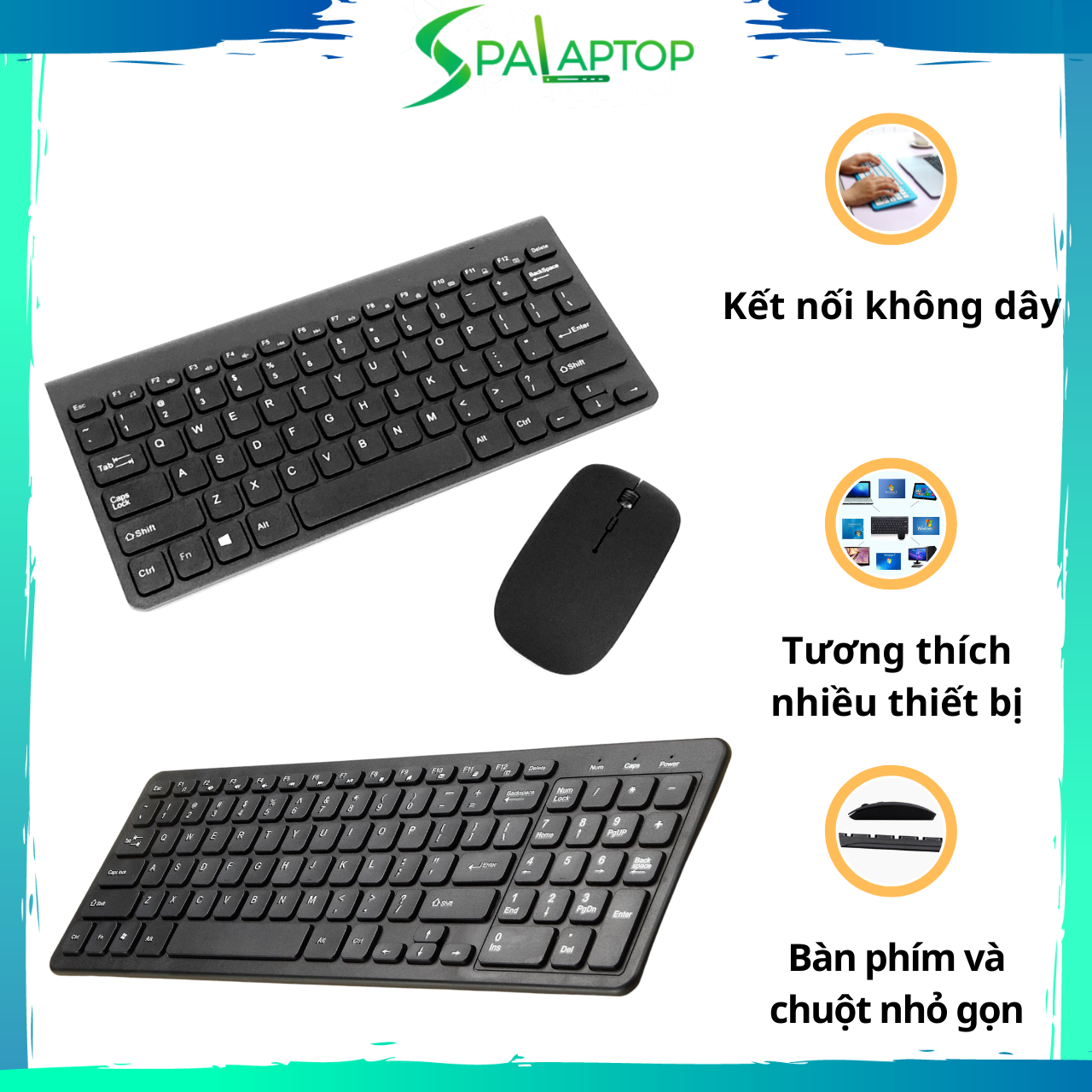 Bộ bàn phím và chuột không dây mini  độ nhạy đánh máy và rê chuột cao  - Spa Laptop