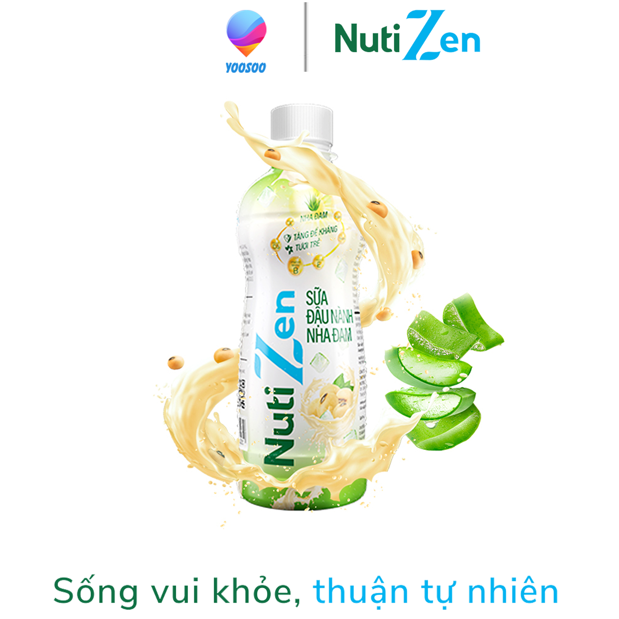 Chai Sữa Đậu Nành Nha Đam Nutizen Chai pet 290ml - Thương Hiệu NUTIFOOD