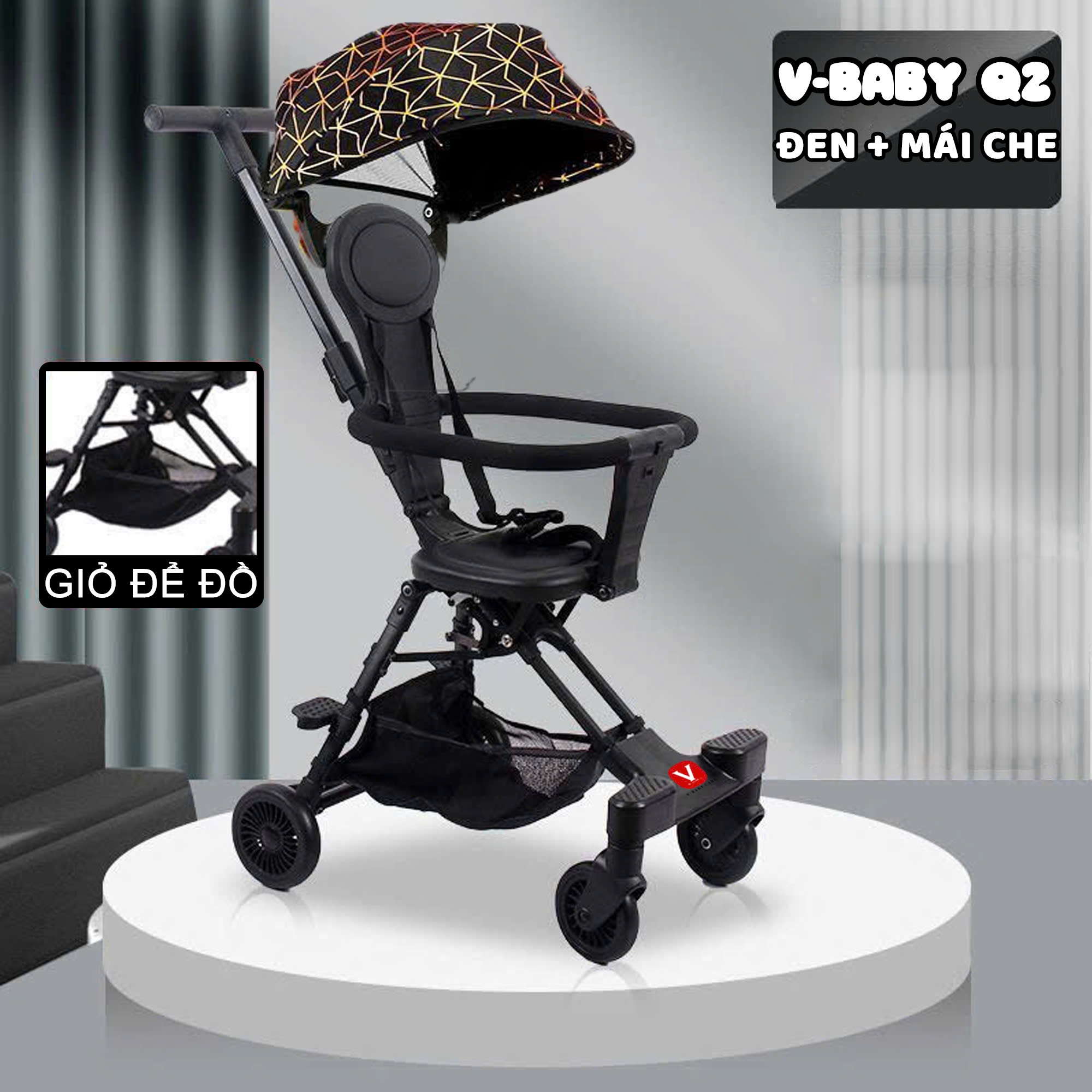 Xe Đẩy Du Lịch Gấp Gọn, Đảo Chiều Cho Bé V-BABY Q2