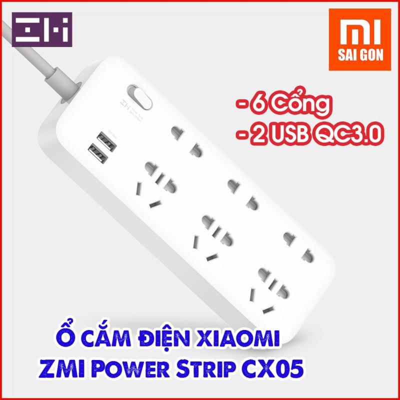 Ổ cắm điện ZMI 6 cổng tích hợp 2 cổng USB Sạc nhanh CX05