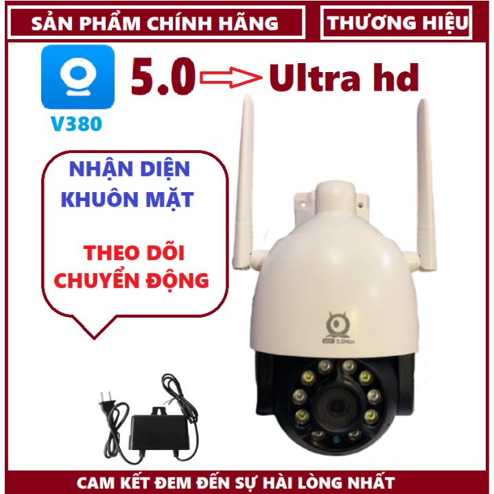 CAMERA WIFI IP V380 Pro TRONG NHÀ-NGOÀI TRỜI ĐỘ PHÂN GIẢI 5.0Mpx MỚI NHẤT 2021 - Chức năng nhận diên khuôn mặt xoay theo chuyển động- ĐỘ PHÂN GIẢI 2592 X 1920- XOAY 360. BẢO HÀNH 12 THÁNG
