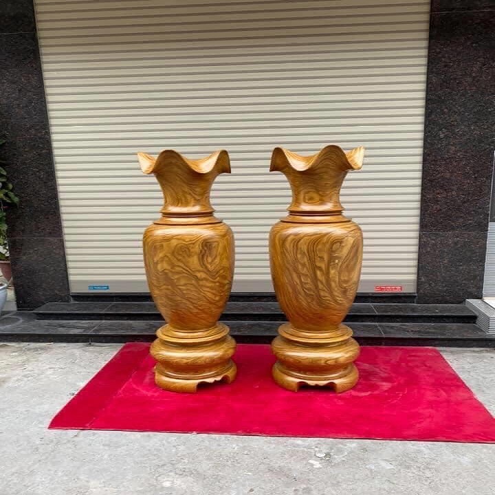 Cặp Lục Bình Gỗ Cẩm Vàng 1m60