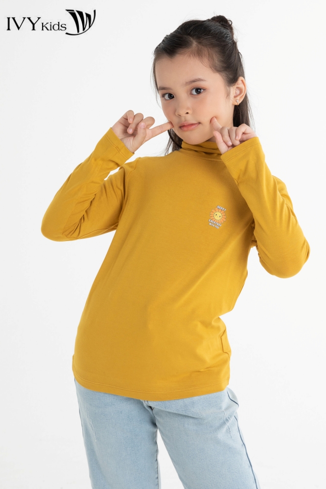 Áo thun bé gái cổ lọ IVY moda MS 58G1575