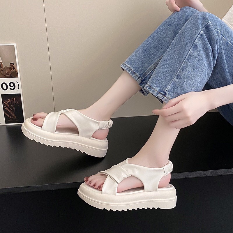 Sandal nữ bo chun chất da mềm siêu xinh