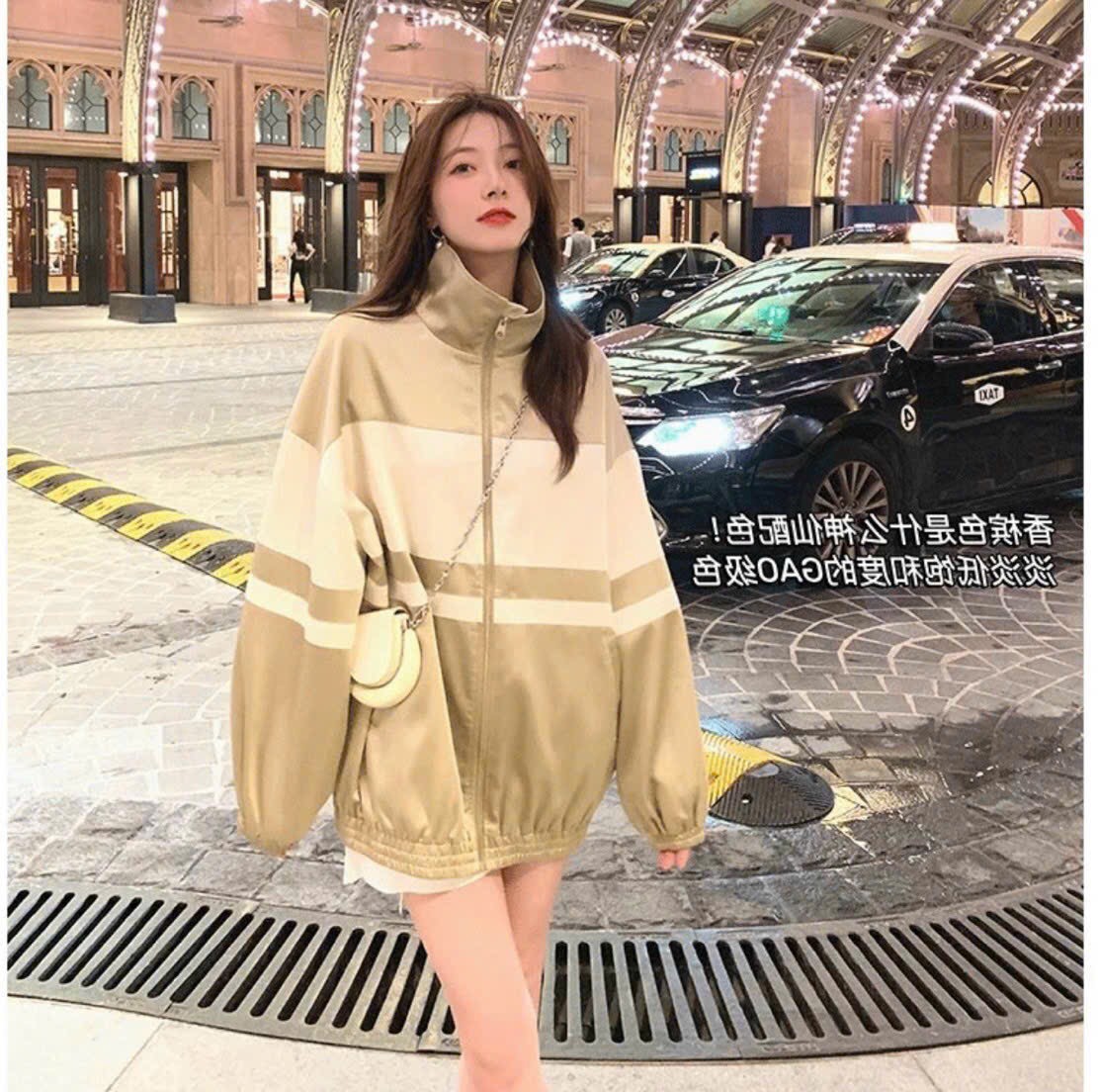Áo Hoodie cặp đôi nam nữ phối màu khóa zip from rông chất dù 2 lớp