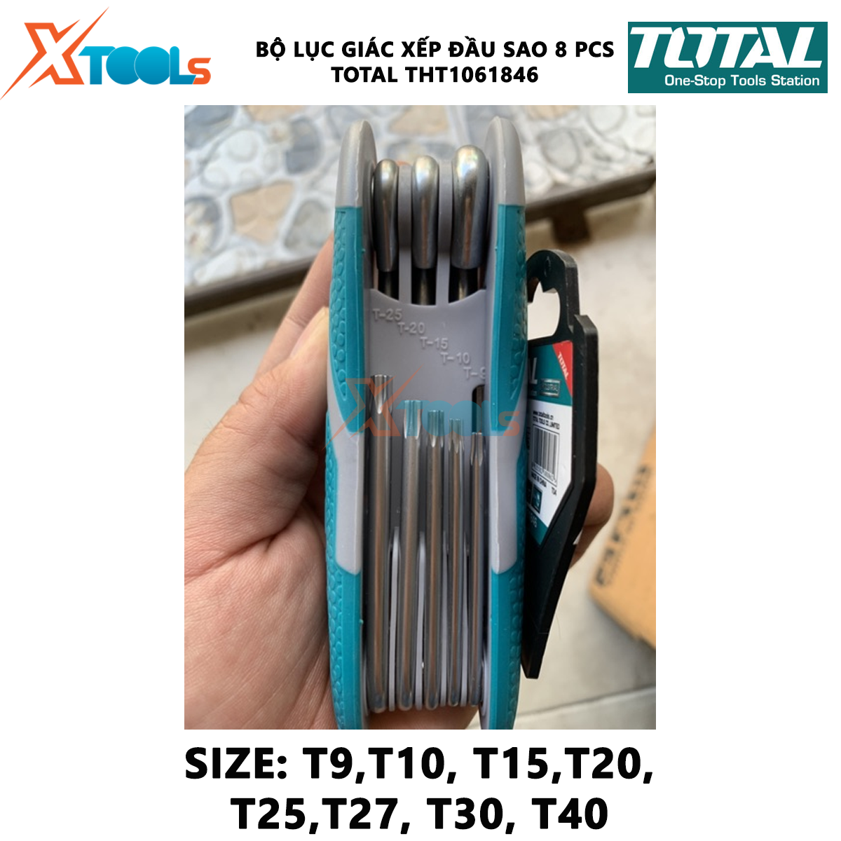 Bộ khóa lục giác xếp đầu sao 8 chi tiết Total THT1061846 | bộ 8 chìa lục giác bông kích thước 2-8mm hỗ trợ vặn mở được dễ dàng và tốn ít sức