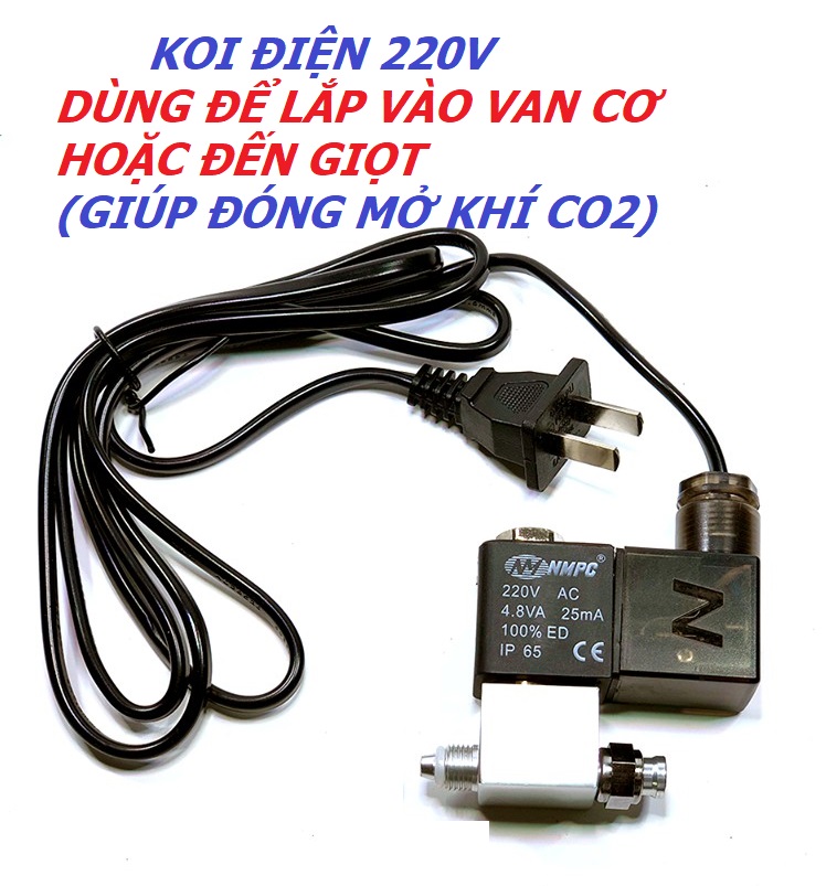 Koi điện co2 mufan - bộ koi điện giúp đóng mở khí co2 thủy sinh - lắp bộ chế co2