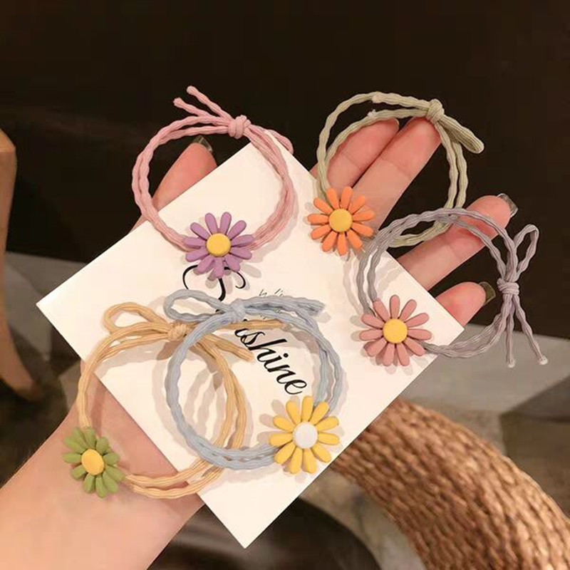 Set 5 Dây Thun Cột Tóc Nữ-Đính Hoa Cúc- Hot Trend