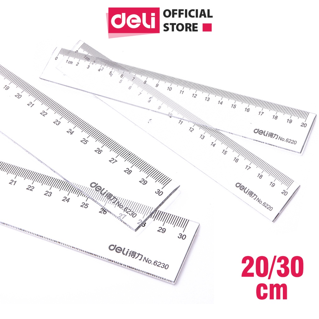 Thước kẻ nhựa cứng Deli trong suốt
