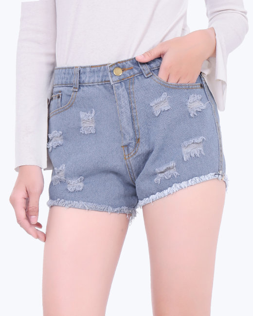 Quần short jean nữ rách big size