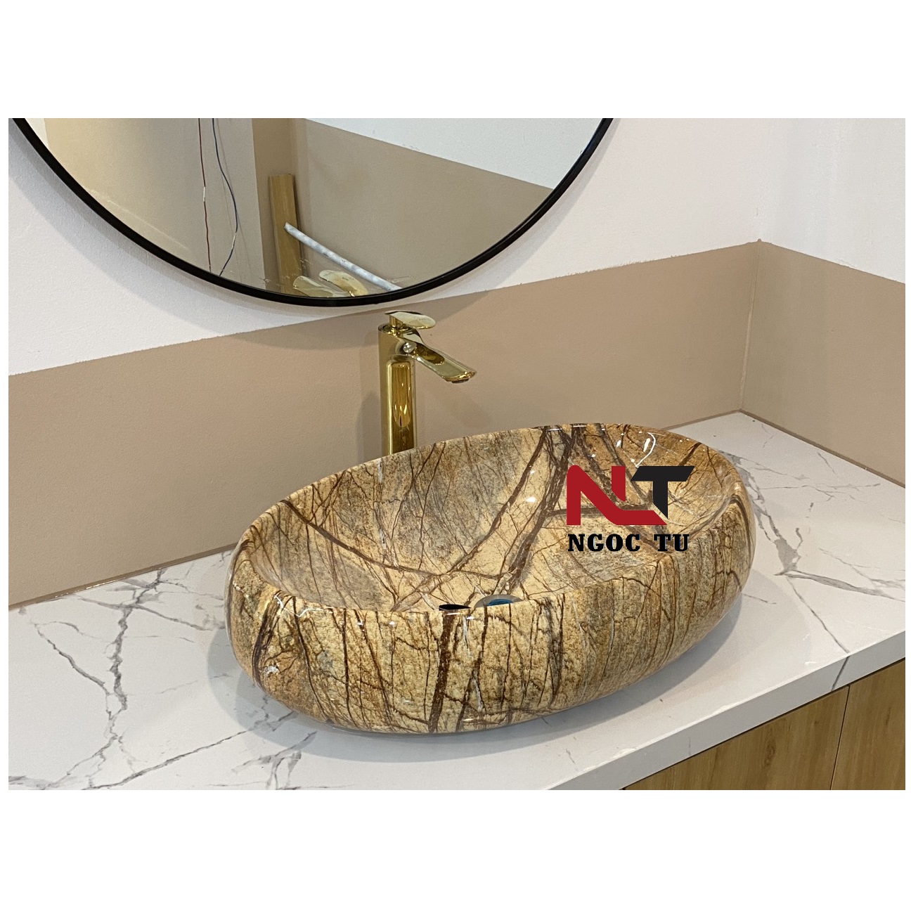 CHẬU RỬA MẶT, LAVABO, vân gỗ đẹp GROVES GRL 065CP
