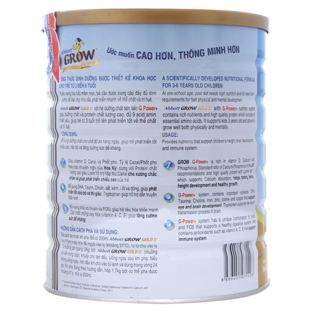[CHÍNH HÃNG] Sữa Bột Abbott Grow Gold 3+ Hộp 1,6kg (Cho trẻ 3~6 tuổi)