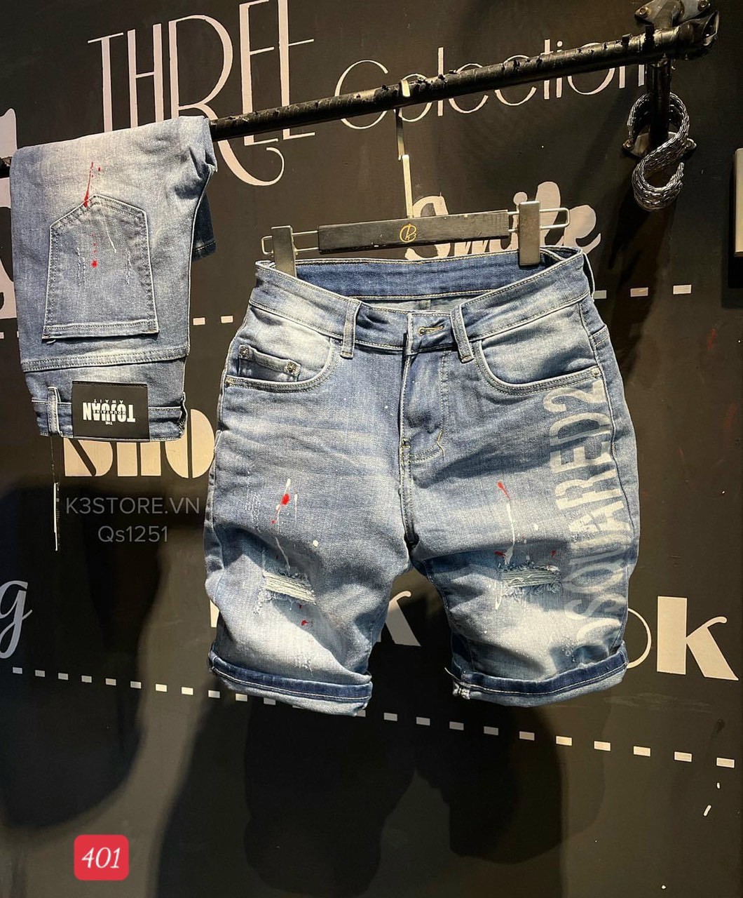 Quần short jean nam rách cào xước vảy sơn form chuẩn ôm boby - vải jean cao cấp đẹp như hình youngstore s224