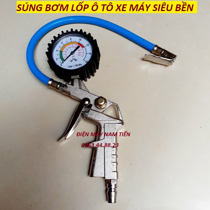 Đầu vòi bơm oto xe máy + Kiêm đồng hồ đo áp suất lốp - Hàng xịn nhập khẩu của Agiadep