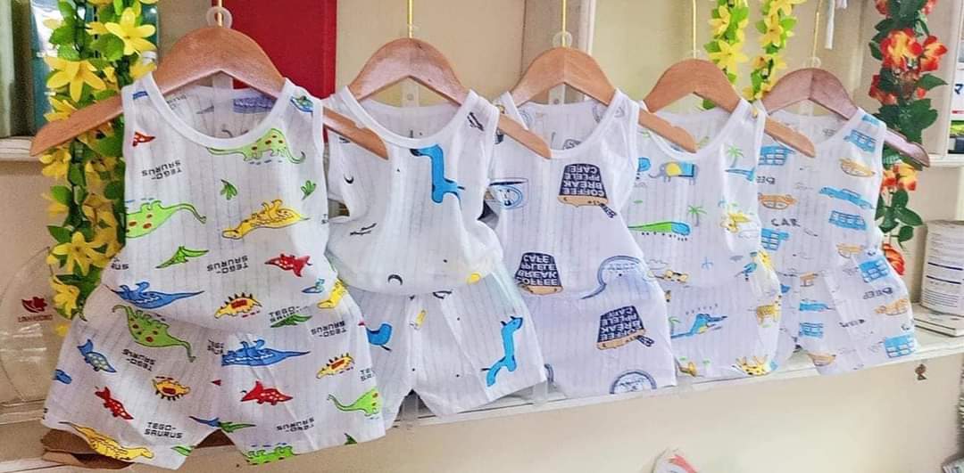 Set 5 bộ ba lỗ cotton giấy cho bé sơ sinh, hàng đẹp - BO14
