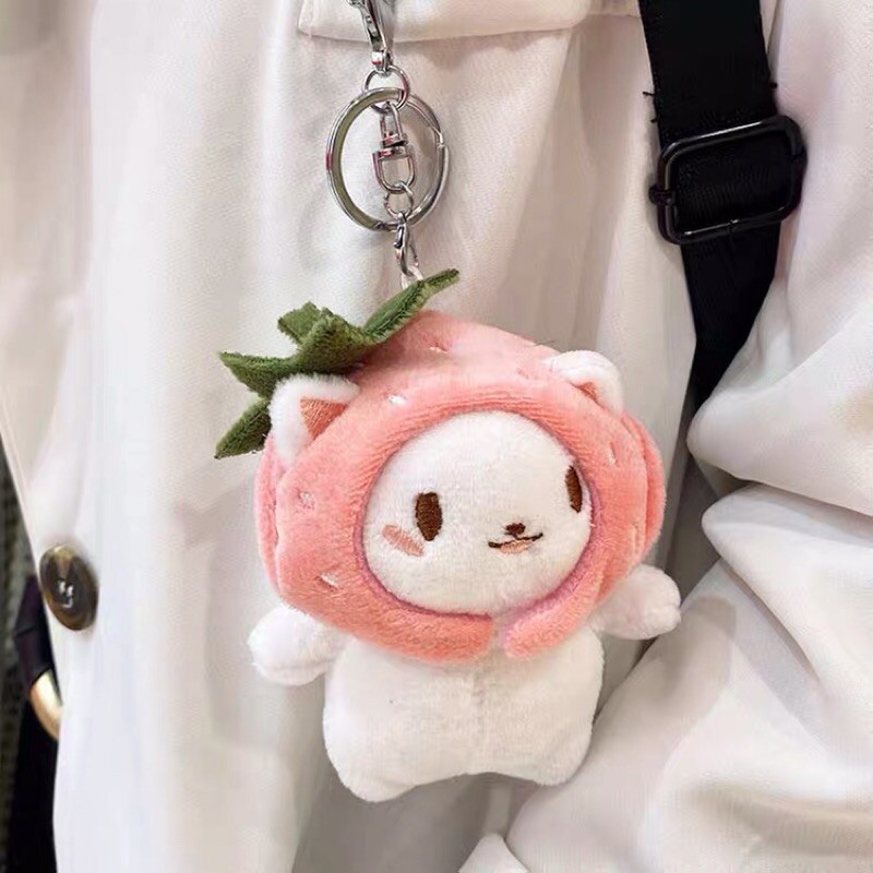 Móc khoá bé mèo đội nón dâu