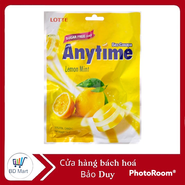 Kẹo ngậm không đường chanh bạc hà Anytime gói 74g 32250
