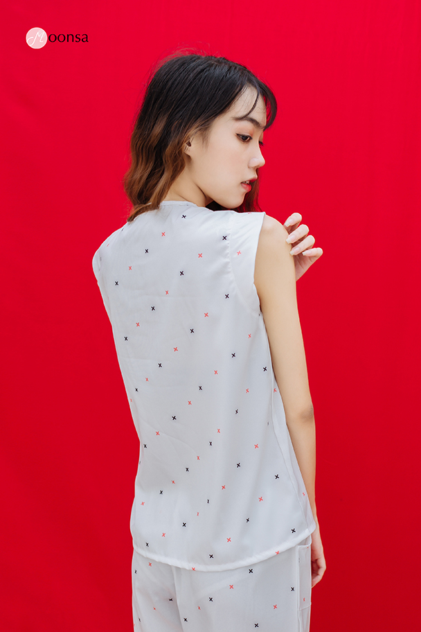 Bộ đồ ngủ kate hàn Á Phục Xứ Ali Trắng [Moonsa]