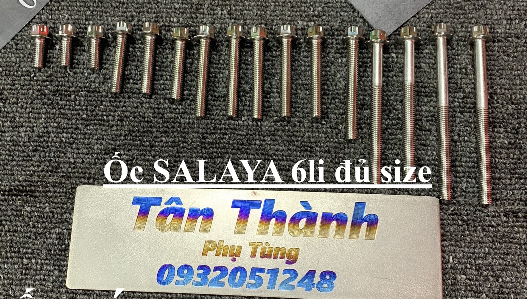 Ốc SALAYA 6li đầu trụ đủ size: 6x10,6x20,6x40,6x50...giá 1 con