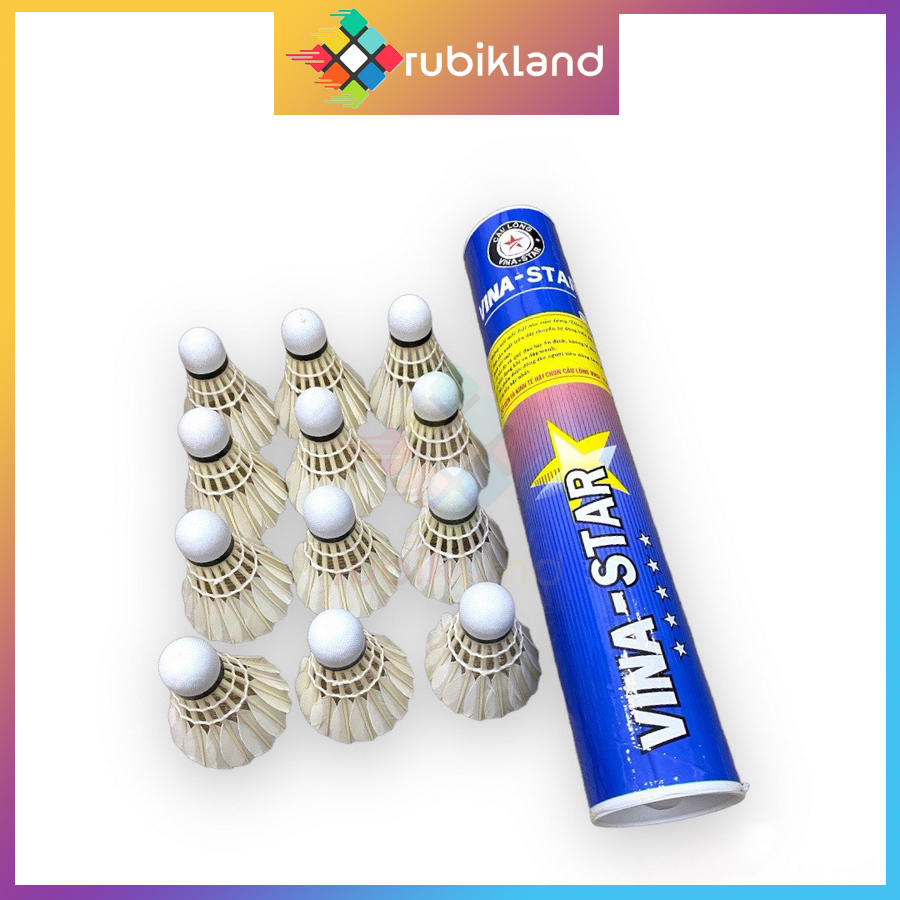 Ống cầu lông vinastar xanh đỏ chất lượng cao 12 trái quả cầu lông dùng tập luyện thi đấu phụ kiện