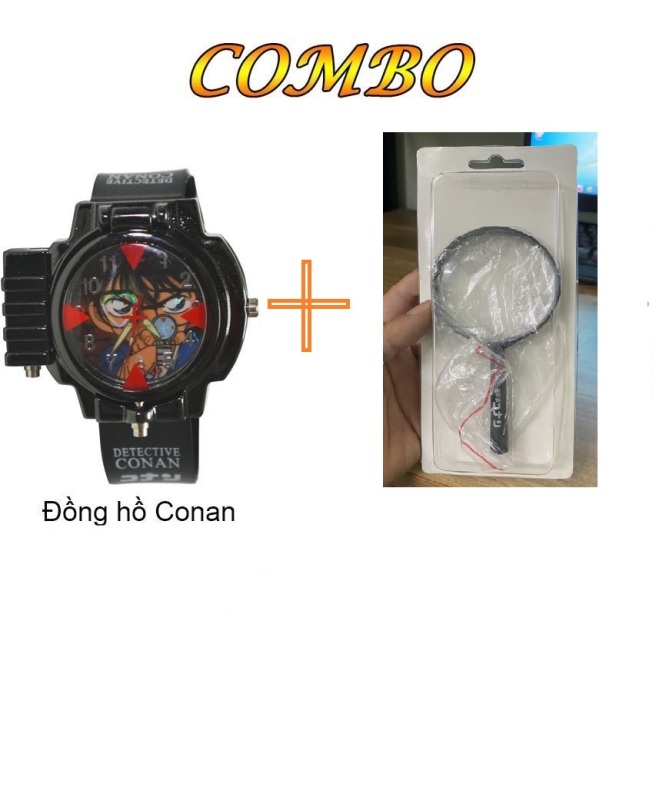 Đồng hồ trẻ em Conan đeo tay bắn laser và kính lúp thám tử conan bán chạy