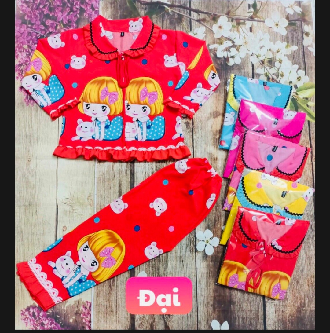 [ 10 - 38kg ]  Đồ Bộ Pijama Lụa Bé Gái Size Lớn - Đồ Bé Gái Mặc Nhà - M60