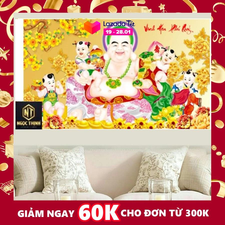 Tranh đính đá mẫu mới Vinh Hoa Phú Quý KT 100x60cm. Đá đa sắc cực kỳ đẹp sản xuất theo công nghệ Nhật Bản