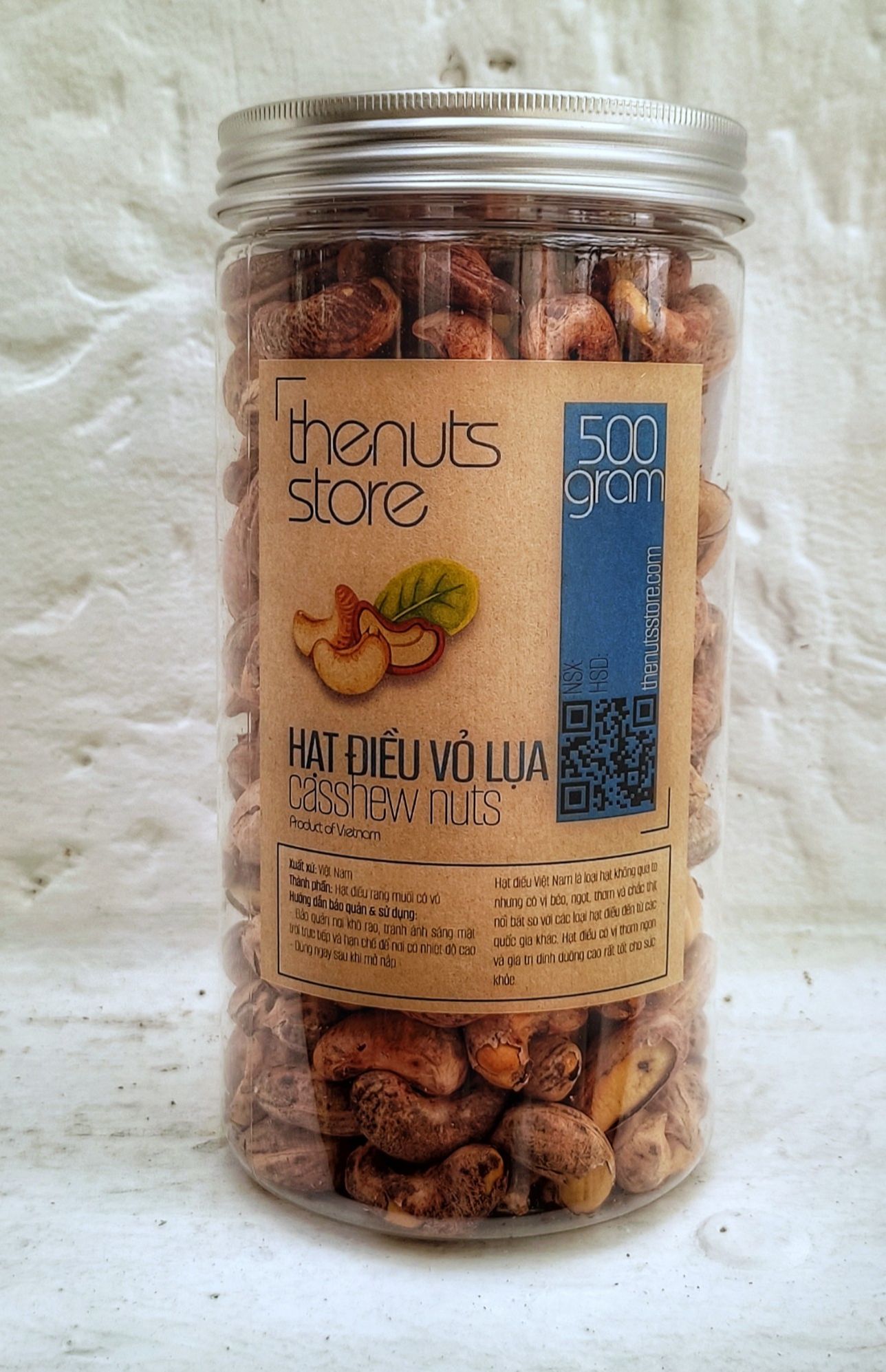 Hạt điều rang muối vỏ lụa 500gram
