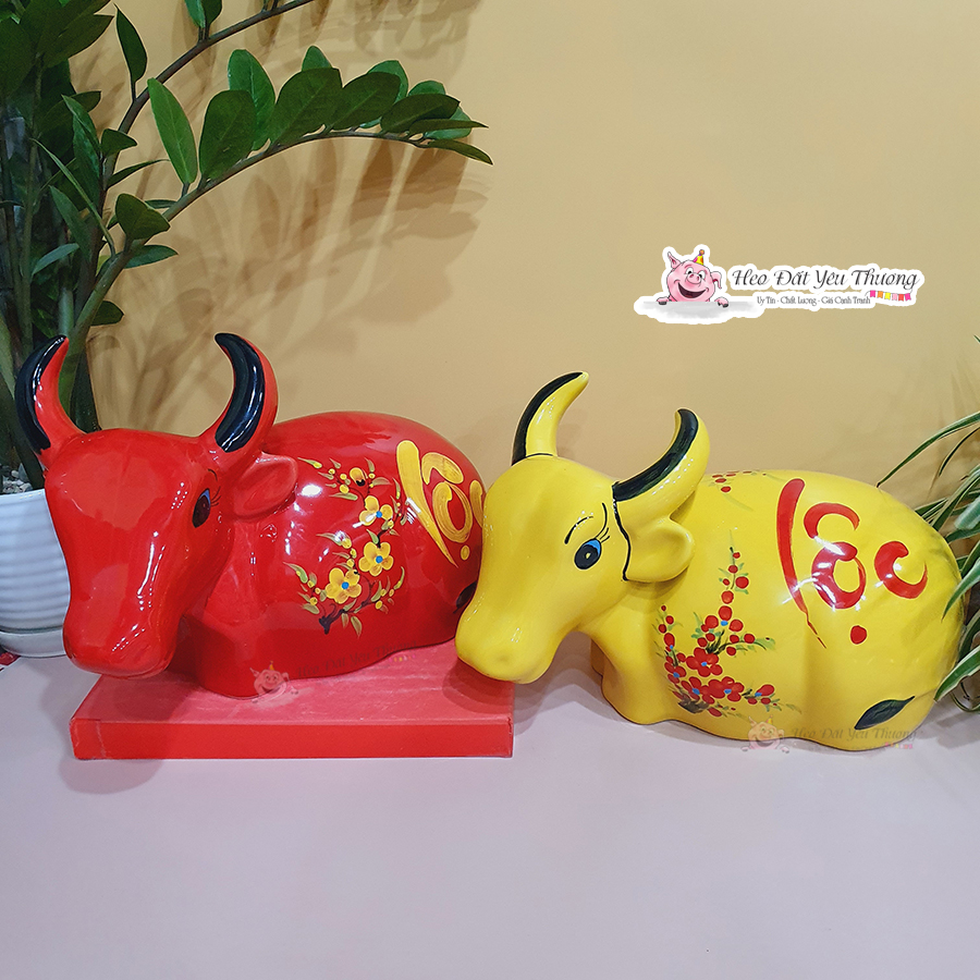Trâu sừng tiết kiệm chất liệu gốm sứ ống heo tiết kiệm lợn đất đựng tiền trưng bày trang trí quà tặng