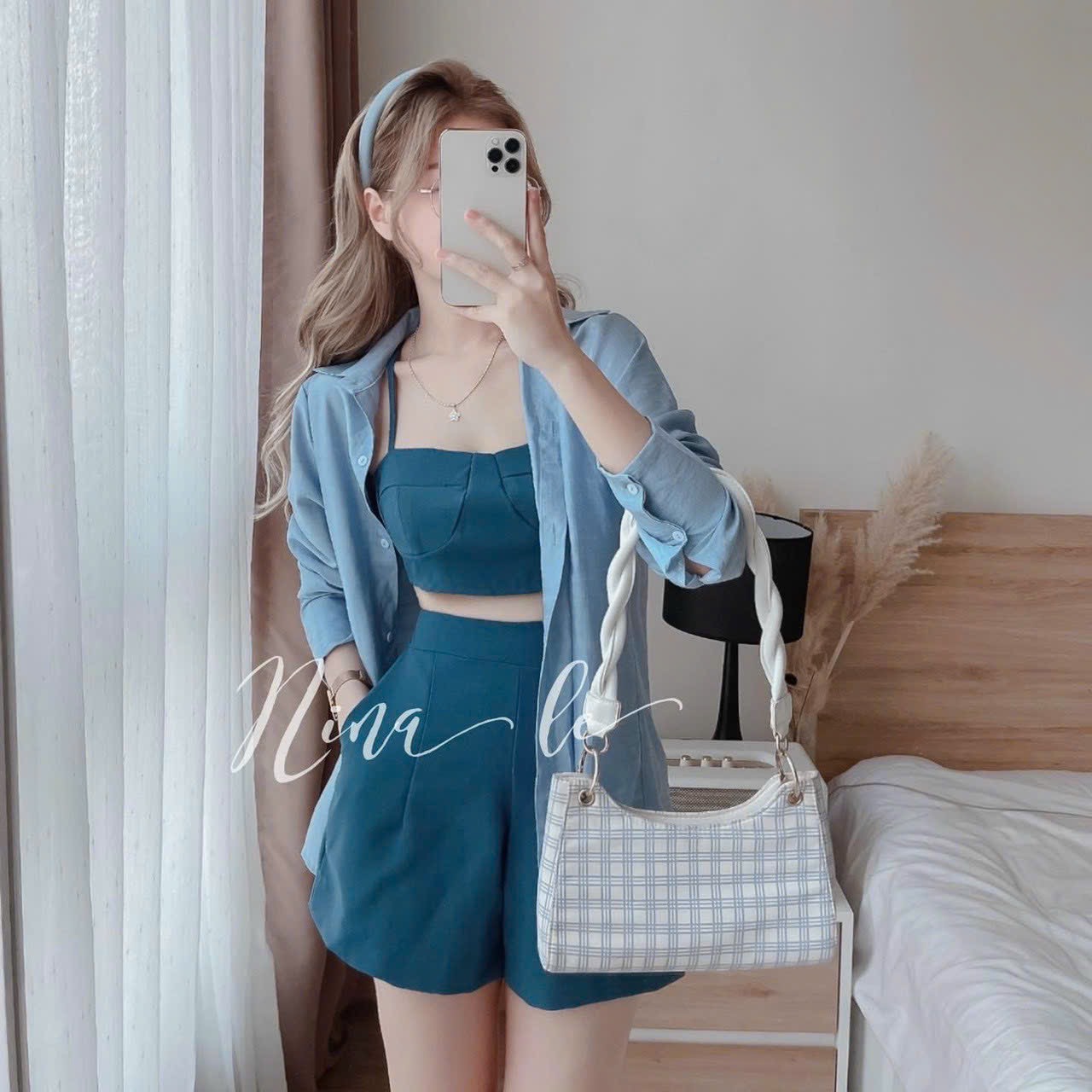 Set 3 món thời trang đi biển áo bra mix quần đùi và áo khoác sơ mi phong cách, Set bộ siêu HOT quần đùi mix áo bra và áo khoác mỏng dài tay, Set bộ hottrend áo khoác mix áo bra và quần đùi MTB