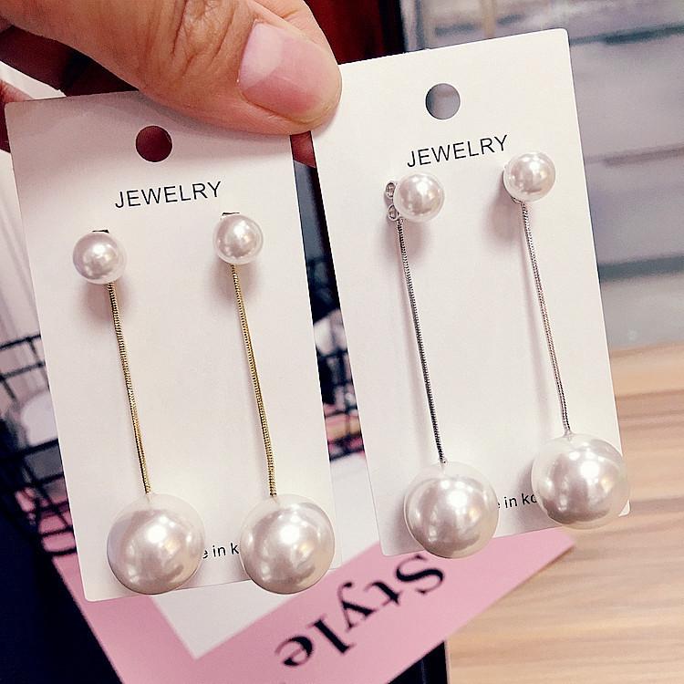 [HCM]Bông Tai  Ngọc Trai Dáng Dài  Tòn Ten  Cá Tính Hàn Quốc  KTDAYLEO2NGOCTRAI05