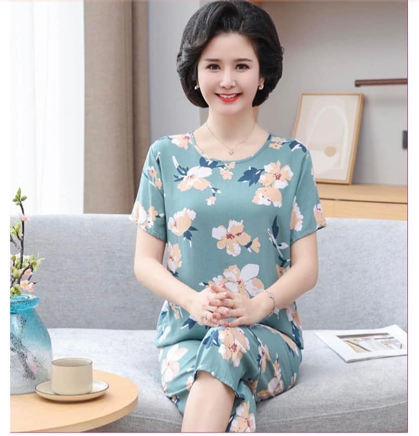 Bộ lanh mặc nhà cho mẹ trung niên U50