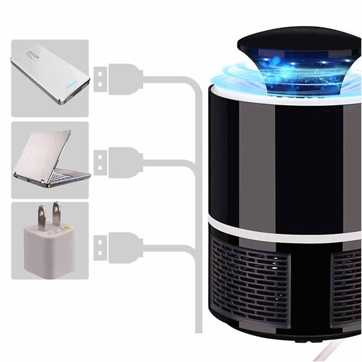 Đèn Bắt Muỗi Hình Trụ Thông Minh Cắm Cổng USB