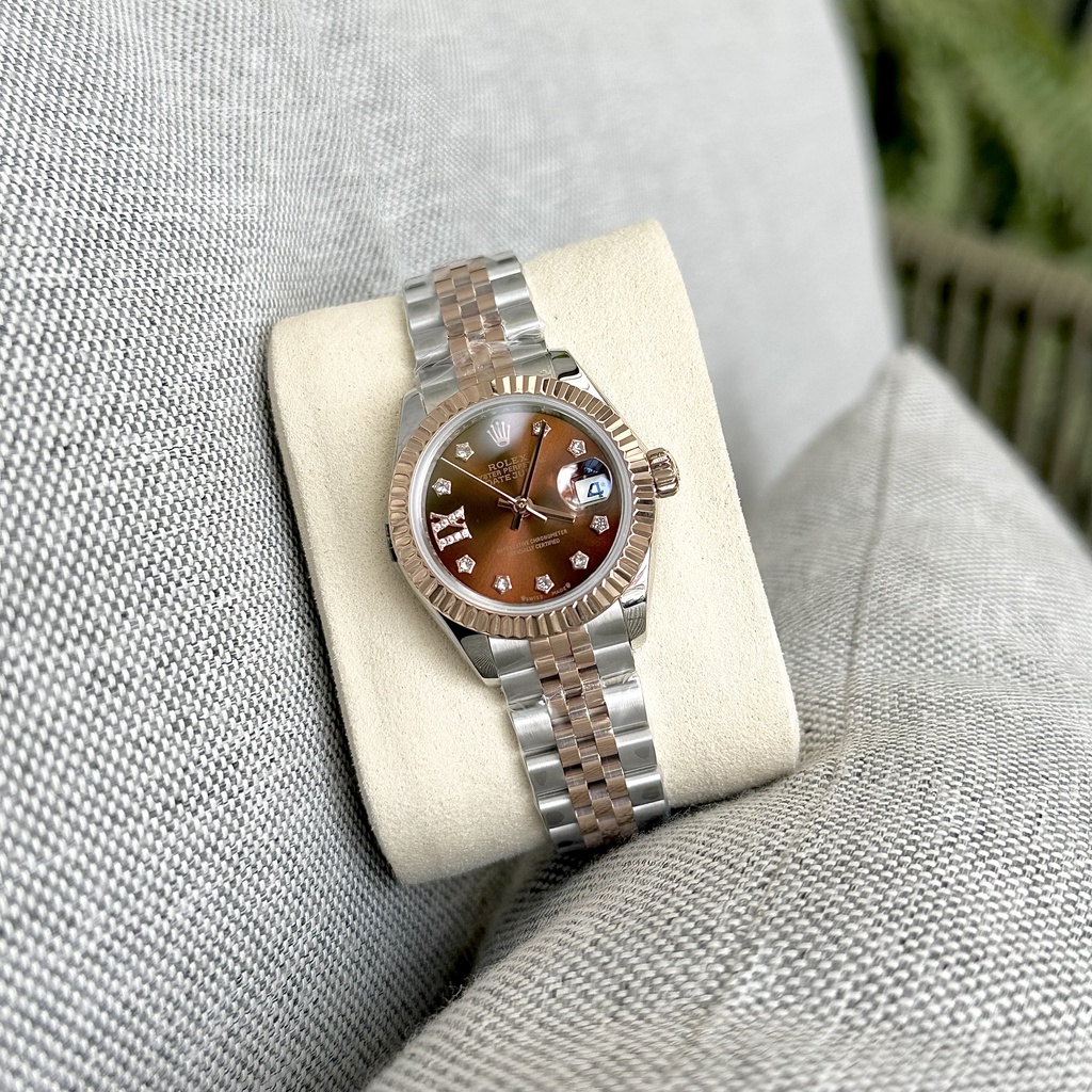 Đồng hồ nữ Rolex DateJust 28mm máy cơ 2671 Nhật cao cấp, mặt trải tia like auth 99%