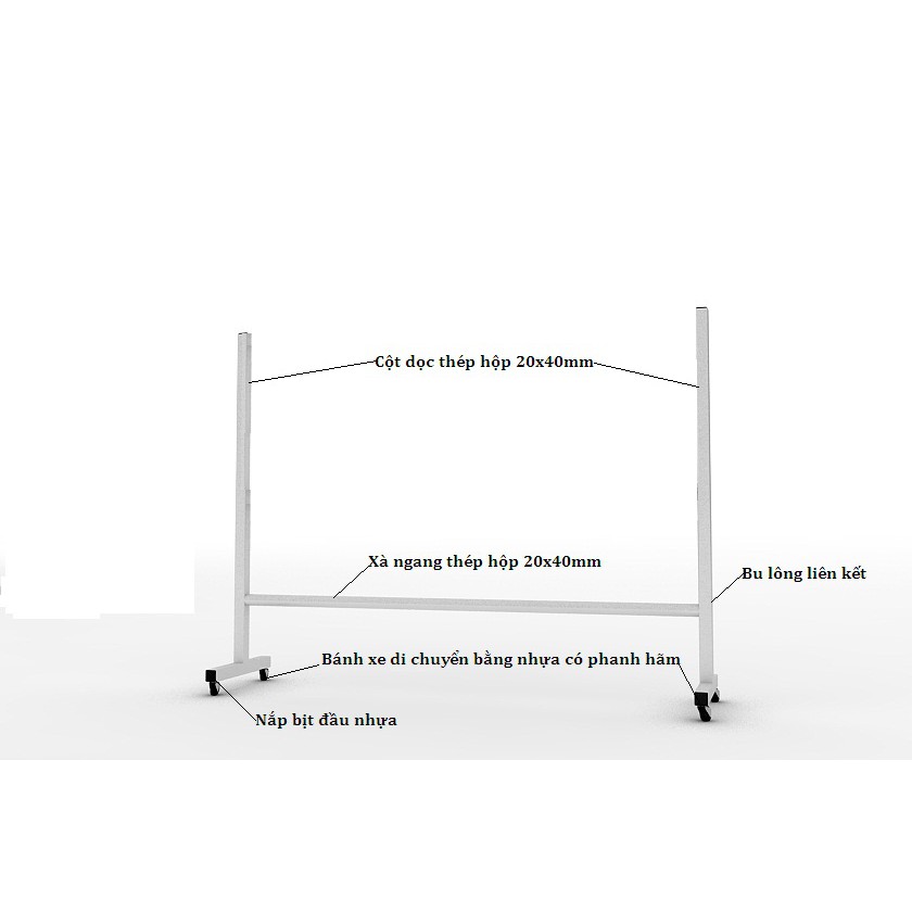 Chân bảng di động có bánh xe chốt khóa kích thước 80 x 120cm