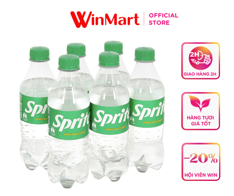 [Siêu thị WinMart] - Lốc 6 chai nước ngọt Sprite hương chanh 390ml