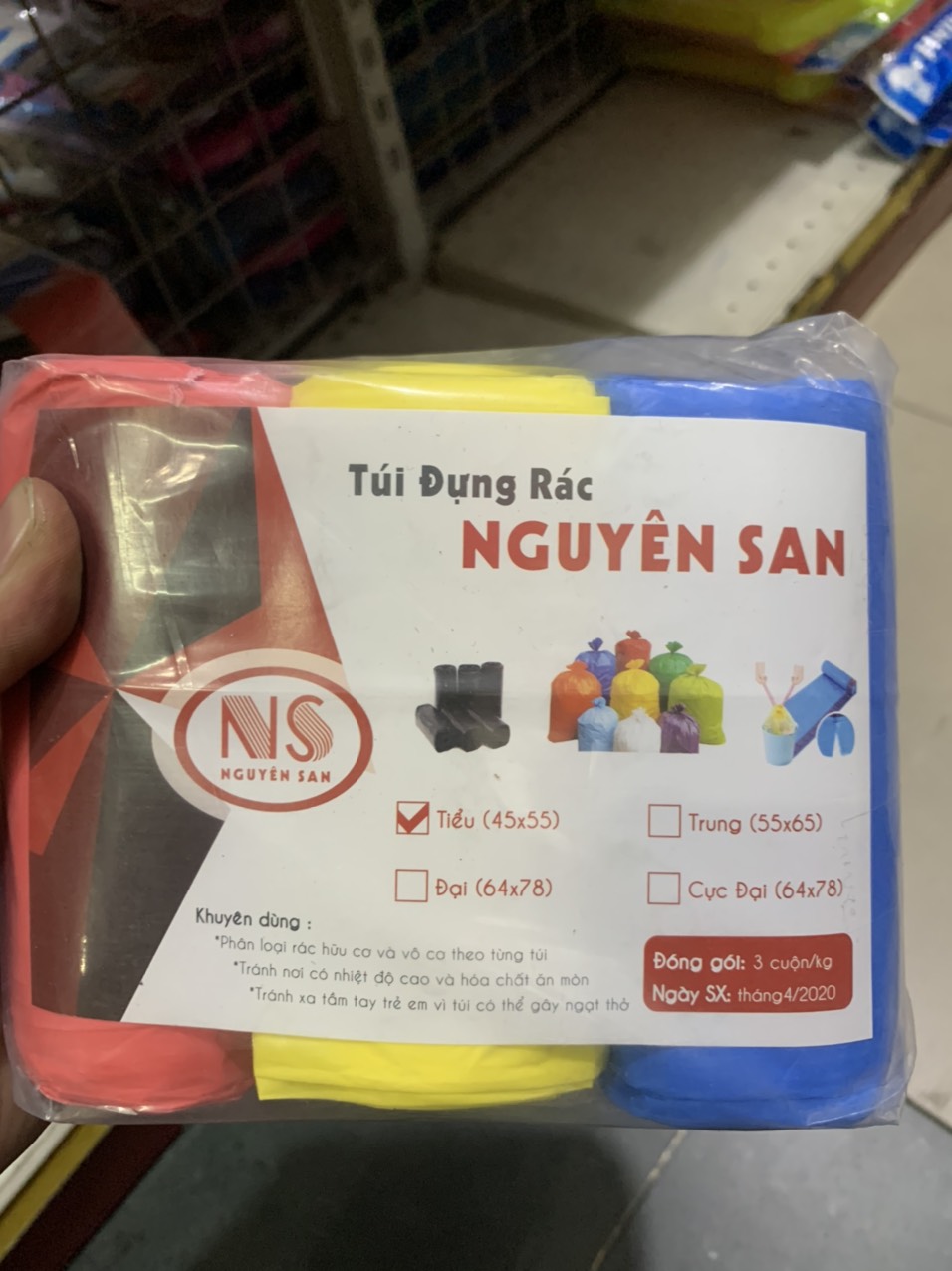 Túi đựng rác lốc 3 cuộn 1kg / Bịch rác 3 cuộn cỡ đại, trung, tiểu