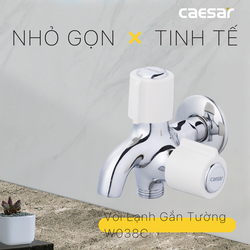 Vòi sen tắm caesar w038c lạnh, vòi hoa sen 1 đường nước, cam kết chính hãng