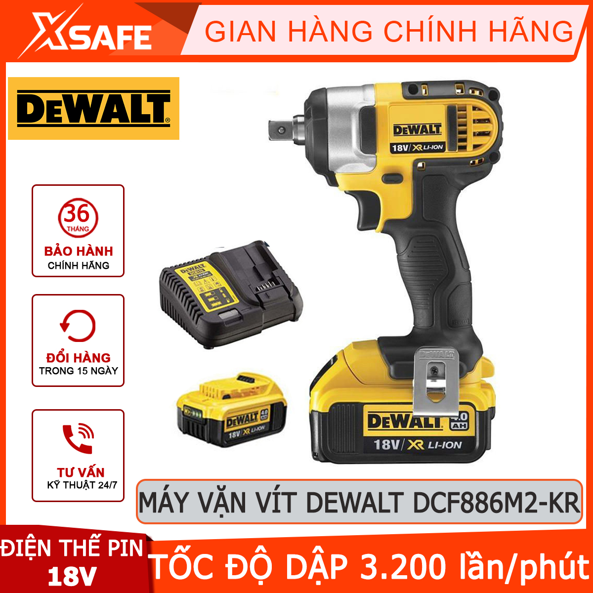 Electric screwdriver battery DeWalt dcf886m2-kr ratcheting screwdriver hand power generation battery 18V, force the maximum 165nm, no-load speed 0-2.800 rpm/min fitted for scooters, cars, truck