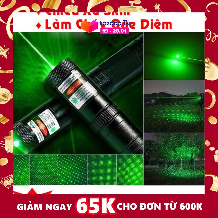Đèn Laser - lazer - bút laze tia xanh / đỏ cực sáng công suất lớn chiếu xa 3km Tặng kèm Pin sạc bao gồm bộ sạc, có điều chỉnh hoa văn hiệu ứng ánh sáng