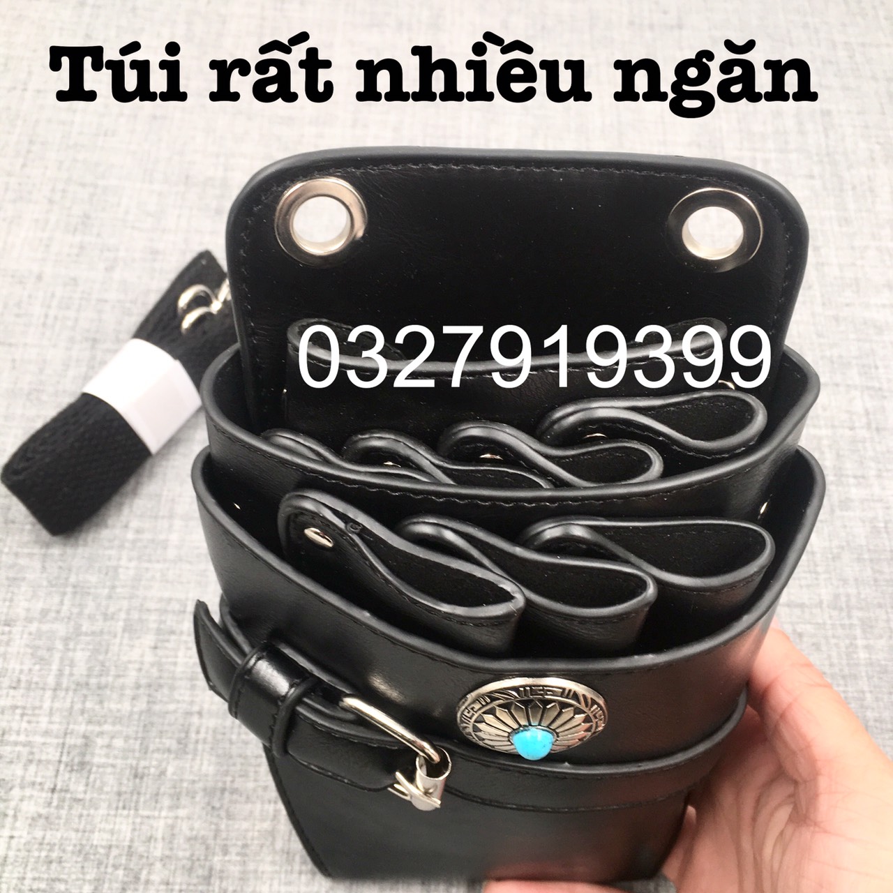 Túi Đeo Đựng Kéo Cắt Tóc MS1979 - Nhiều Ngăn, Khâu Thủ Công, Dây Dài 1m25, Thích Hợp Đeo Hông Hoặc Chéo - Túi Đeo Đa Năng Cho Thợ Làm Đẹp Tóc