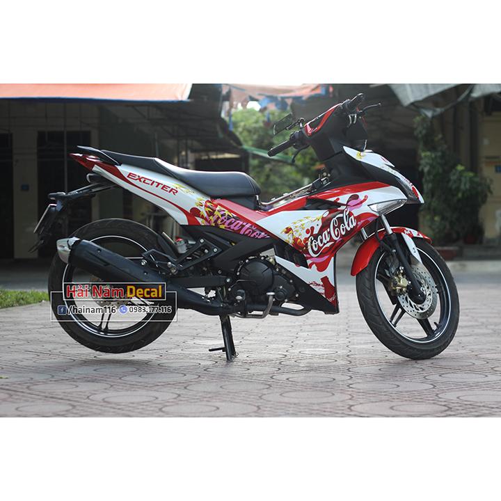 Tem Trùm Exciter 150 Trắng Đỏ Coca cola